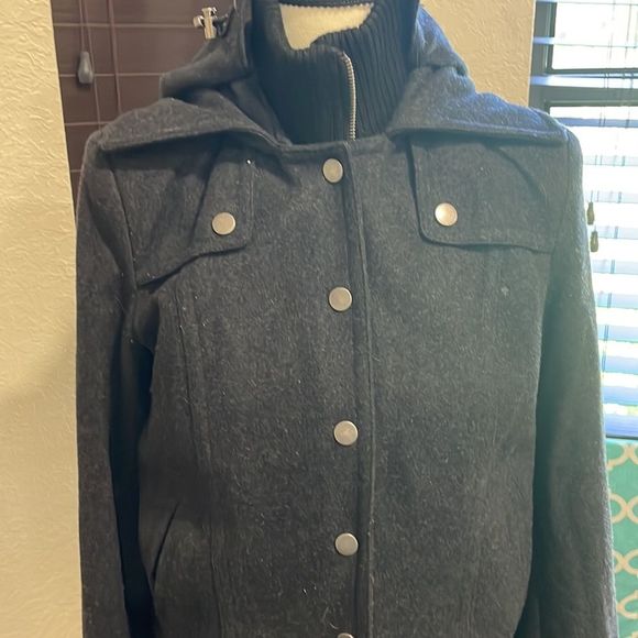 New York and Company Women’s Wool Coat Military Style Gray Black size 2 - Picture 5 of 6